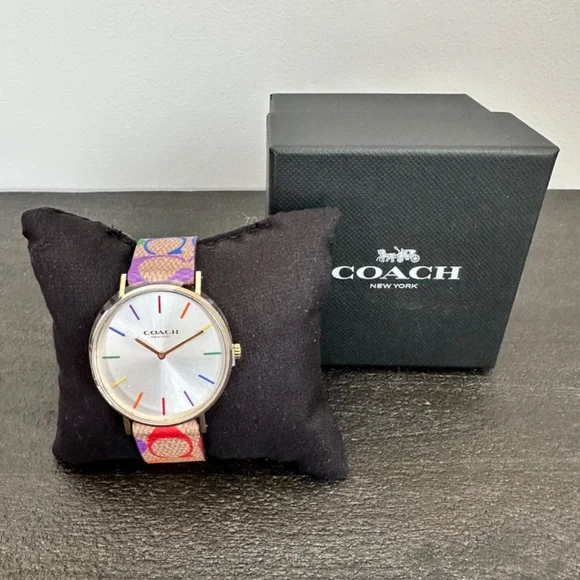 Coach Women’s Perry Watch – Multicolor Canvas Strap – 36mm - Picture 2 of 6